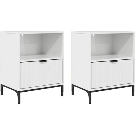 Maison Exclusive - Armario de Noche 2 pcs Blanco brillante 49 x 3