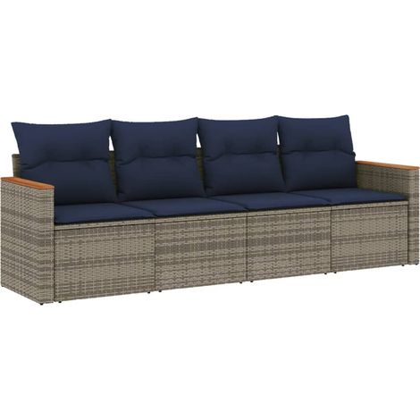 Maison Exclusive - Set Divani da Giardino 4 pz con Cuscini Grigio in Polyrattan (1/5)