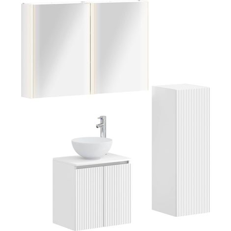 Ensemble de mobilier de salle de bain 4 pcs Blanc vidaXL (1/5)