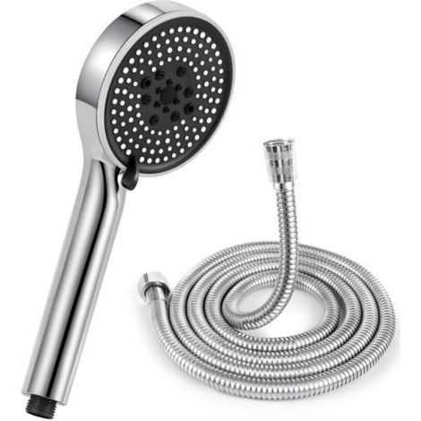 Rain shower head with 5 jets, anti-limescale, high pressure, 2 m hose, ideal for bathroom and daily comfort (1/5)
