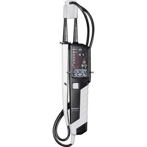 Voltcraft – Testeur de tension 2 pôles CAT III 1000 V, CAT IV 600 V – Affichage LCD et LED – Test de continuité et de phase – Éclairage intégré