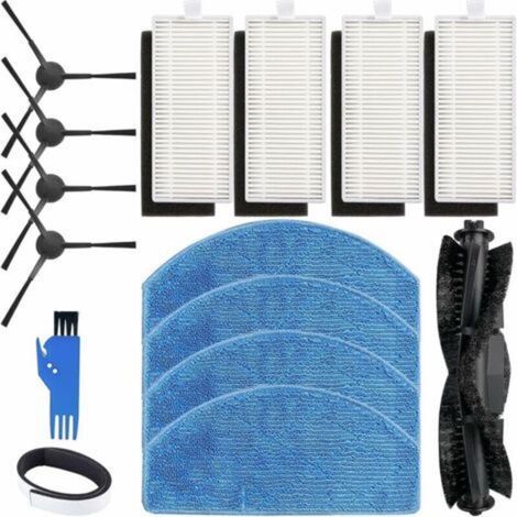 Kit d'accessoires de pièces de rechange pour Tikom G8000/G8000 Pro, pour Honiture G20/G20 Pro, pour aspirateur robot Laresar Evol 3, 1 brosse principale, 4 filtres, 4 brosses latérales, 4 chiffons de. (1/4)