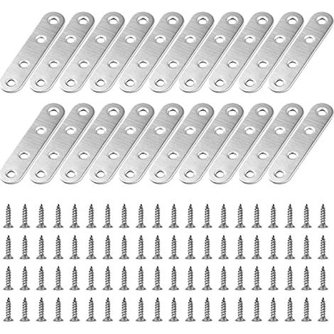 Lot de 20 équerres plates avec 80 vis (76162,0 mm) (1/4)