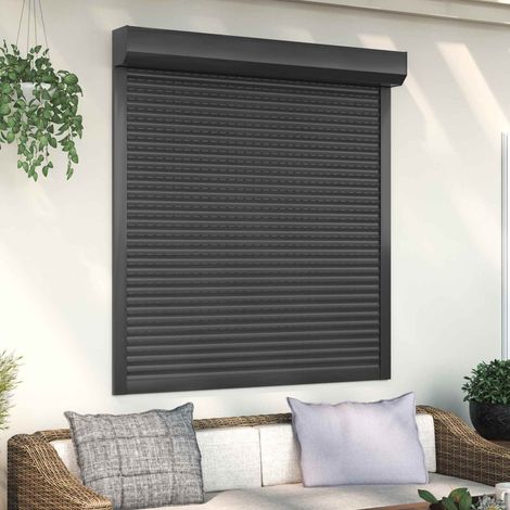 Rollladen Anthrazit 130 x 140 cm Aluminium und Polyurethan