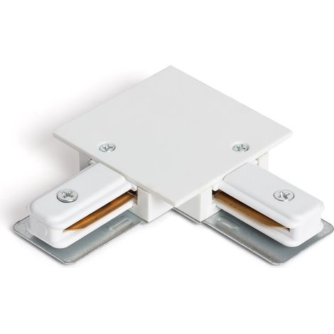 Conector Tipo L para Carril Monofásico Empotrable Aluminio Blanco (1/4)