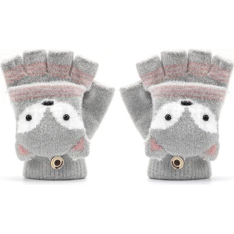 Mitaines enfant motif renard pour hiver sans doigts convertibles pour garçon et fille unisexe (1/5)