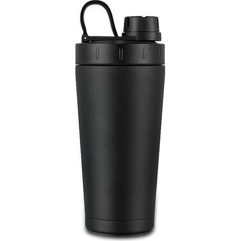 Bouteille isotherme en acier inoxydable pour protéines, conservant les aliments chauds et froids, noire. (1/5)