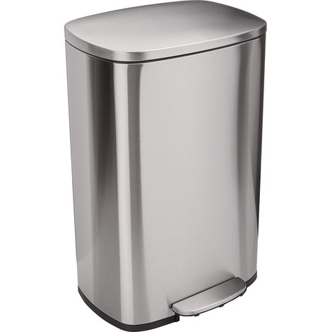 Poubelle rectangulaire à fermeture douce, 50 L, nickel satiné (1/5)