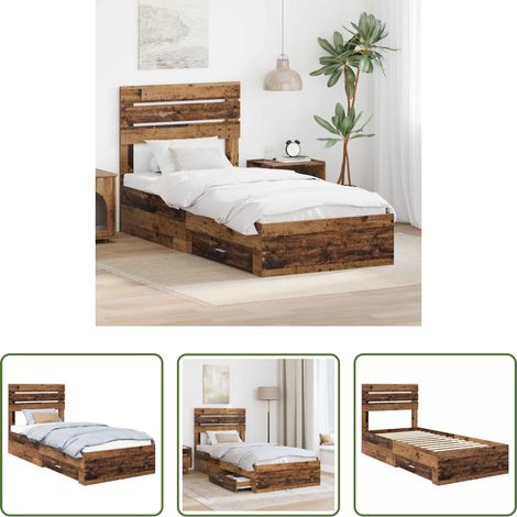 Schubladenbett - Bettgestell mit Schubladen mit Kopfteil Holzwerkstoff (1/5)