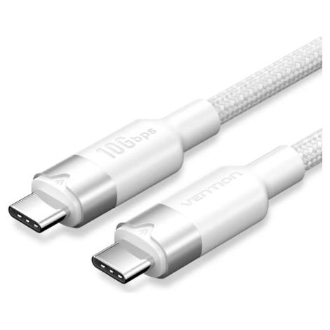 El cable Vention USB-C 3.2 Gen2 de 1 metro en color blanco combina rendimiento y durabilidad en un diseÃ±o elegante y resistente. Gracias a su constru