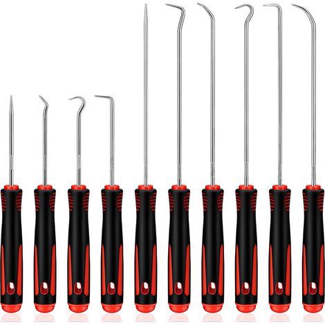 Lot de 10 Crochets, Acier Chromé, Poignée Ergonomique, Outil Précision, Joints Huile, Réparation Auto (1/5)