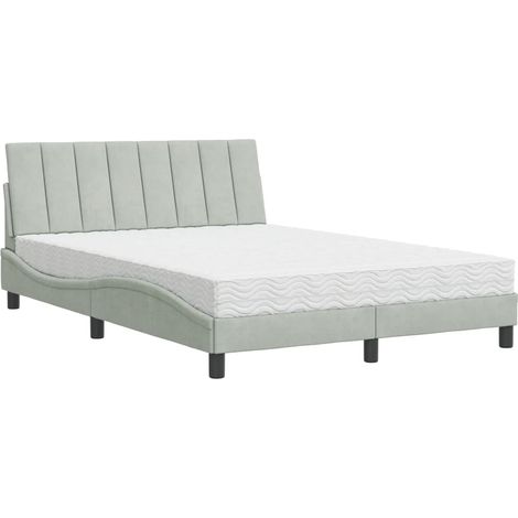 Maison Exclusive - Bett mit Matratze "Hanko" Hellgrau 140x190 cm (1/5)