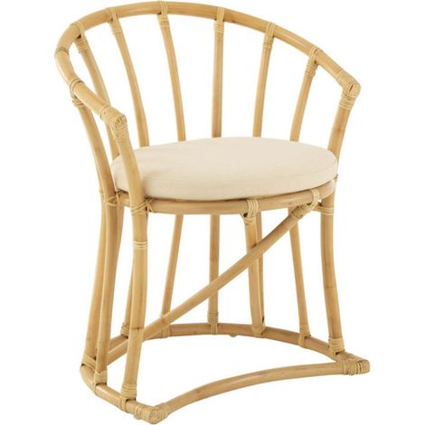 Chaise Rotin & Coussin "Howard" 70cm Naturel (1/5)