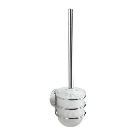 WENKO Porte brosse WC mural, Turbo-Loc® fixation sans perçage, Plastique - Acier, 10x37,5x11,5 cm, blanc -brillant (1/5)