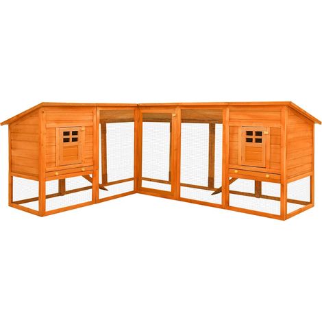 Kaninchenstall mit Freilauf Braun Tanne Massivholz