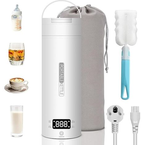 Mini Bouilloire Electrique 4 Temperature Reglable 400ML Petite Bouilloire de Voyage 300W Bouilloires Électriques Portable Ébullition Rapide de 3 Minutes Doublure Double En Acier Inoxydable 316 (1/5)