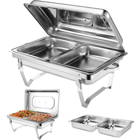 Chauffe-plats buffet à 2 plateaux en acier inoxydable pour hôtels et restaurants (1/5)