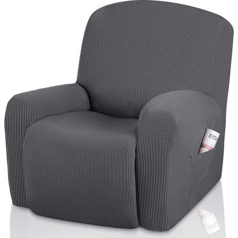 Housse Fauteuil Relax Complète Elastique Couverture pour Accoudoirs Fauteuil 1 Place Relax Extensible Housse Fauteuil Relax Electrique Gris (1/5)