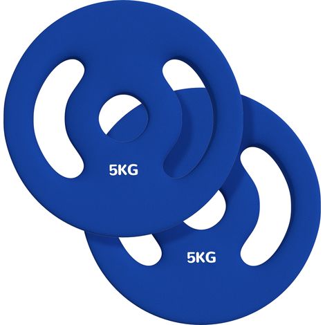 2 disques de 5 kg avec poignées pratiques, kit de haltères pour salle de sport à domicile, studio de fitness, musculation, bleu (1/5)