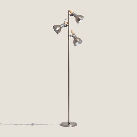 Ledkia – Lampadaire métal 3 spots argenté – Design minimaliste – Compatible ampoules E14 – Pour éclairage moderne et décoratif (1/7)