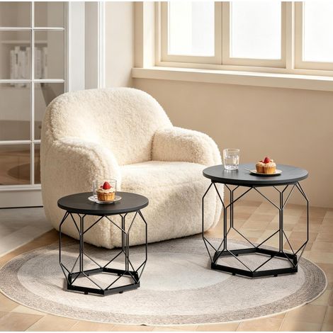 Mesa de centro set de 2 con almacenamiento, sobres desmontables, negra HAVRYA (1/5)