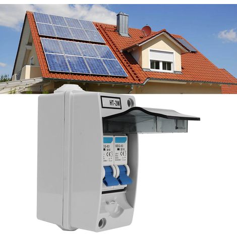 Boîte de distribution extérieure étanche SEG-63 à 2 voies avec disjoncteur de type B et poignée bleue, modèle B : B16+B16 (1/5)
