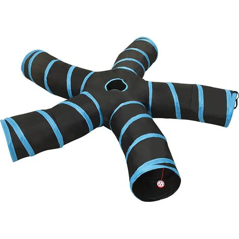 Katzentunnel 5-Wege Schwarz und Blau 25 cm Polyester