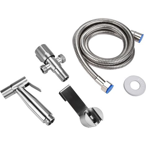 Kit de tuyau adaptateur pour bidet portatif en acier inoxydable 304 avec douchette et pommeau de douche (n° 1) (1/5)