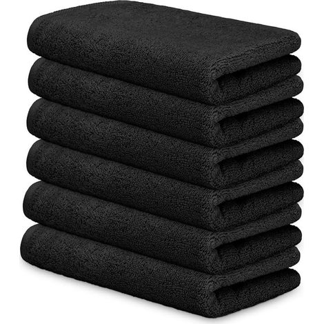 6er-Set Handtücher, 30 x 50 cm, Baumwolle, 450 g/m², weich, saugfähig, für Gesicht, Toilette, Gäste, Zuhause, Hotel, Spa, Schwarz (1/5)