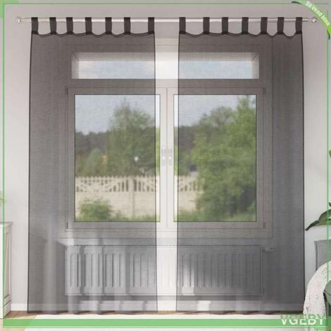 4102259 Rideaux en voile avec passants 2 pcs noir (1/5)