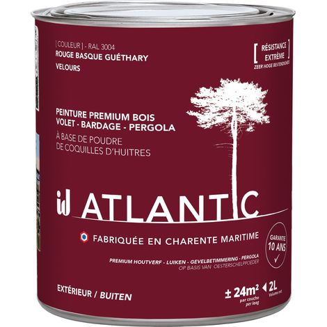 Peinture bois extérieurs - RAL 3004 Rouge basque Guéthary - 2L - ATLANTIC (1/3)