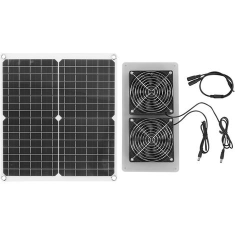 Kit ventilateur solaire 18V 25W monocristallin étanche 3500 RPM pour serre, niche chien, camping-car (1/5)