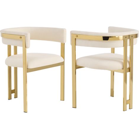 Lot de 2 chaises de salle à manger, chaises en tissu chenille beige, design ergonomique, style moderne pour salon, salle à manger et café. (1/5)