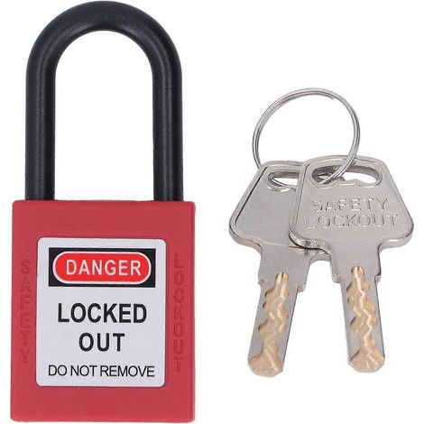 38-mm-Lockout-Tagout-Schloss, staubdicht, energieisoliert, aus Nylon gefertigt, mit 2 Schlüsseln