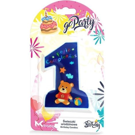 Vela de cumpleaños 1 azul 11cm