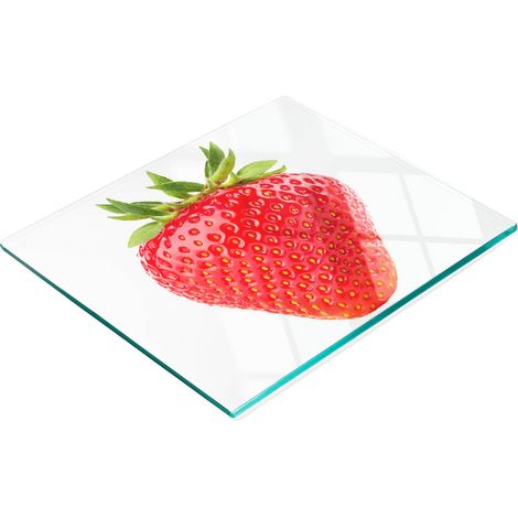 Tagliere e vassoio da cucina decorativo in vetro con motivo a fragola, 60x52 cm (1/5)