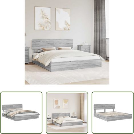 vidaXL Bois d'ingénierie - Lit de Rangement Gris Sonoma 180 x 200 cm Bois d'ingénierie (1/5)