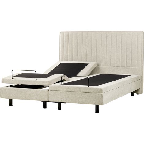 Cama articulada eléctrica moderna mando a distancia ajustable tapicería de tela beige 180 x 200 cm Duke II
