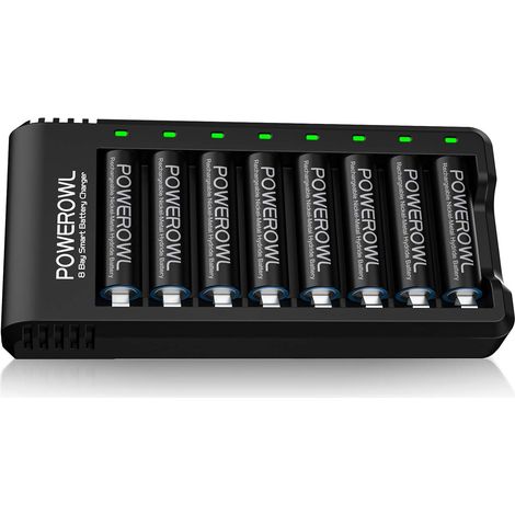 Piles Rechargeables AA 2800mAh + 8 Slots Chargeur de Piles Kits avec 8pcs Rechargeables Accu Compatible avec Les Batterie 1,2 V AA et AAA (1/5)