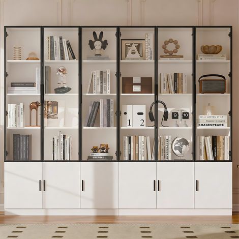 Armario vitrina con LED 12 puertas MDF y cristal 240 cm OKMYHOME (1/5)