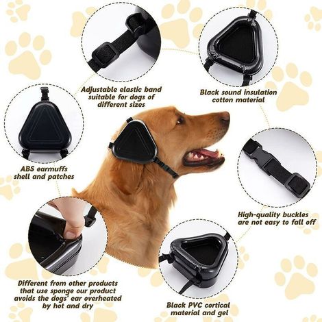Cache-oreilles de protection contre le bruit pour chien, cache-oreilles de protection auditive pour chien, noir