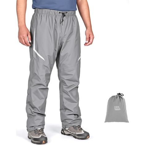 Pantalon de pluie imperméable pour homme, léger, coupe-vent, avec sac de transport, pantalon de pluie de vélo, pantalon d'extérieur pour la randonnée, le camping, le golf (1/5)