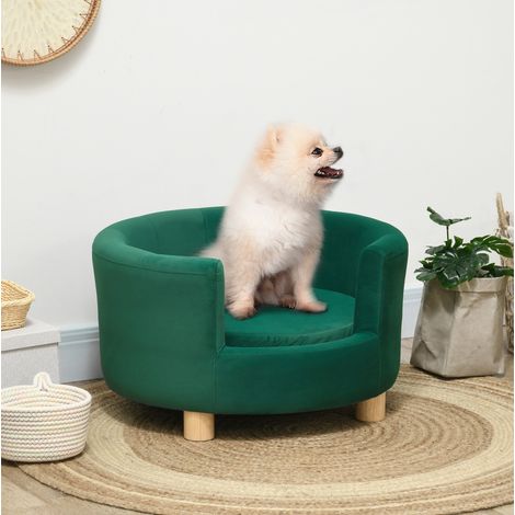 Lit pour chien 65x64x37 cm en polyester vert HAVRYA (1/3)