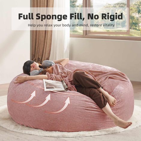 Pouf poire géant pour adultes – Rose – 150×150×60 cm – Confort ergonomique pour intérieur – confortable et polyvalent – souple, idéal chambre, balcon et intérieur (1/5)