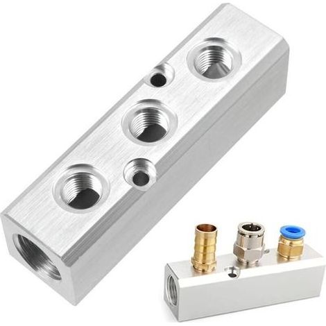 Lntyq Connecteur Pneumatique Collecteu Raccord Distributeur - 3 Canaux 5 Ports Adaptateur Pneumat 1/2 1/4 Interface Rapides Air Comprimé Accessoires Compresseur Tuyau Coupleur D'air Filetage (1/4)