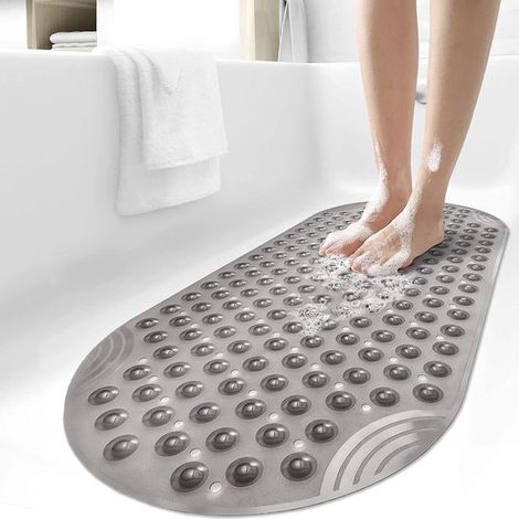 Ovale rutschfeste Badematte 88 x 40 cm rutschfeste Matte für Badewanne und Dusche maschinenwaschbare Duschmatte rutschfest mit Saugnäpfen grün (1/5)