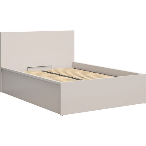 Lit coffre 140x200 avec sommier et rangement integré, coloris Beige - Longueur 204,5 x Profondeur 149 x Hauteur 95/40,5 cm (1/5)
