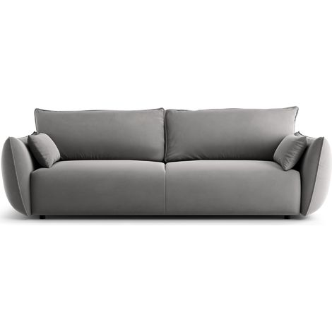 Canapé convertible avec coffre 3 places en velours gris (1/5)