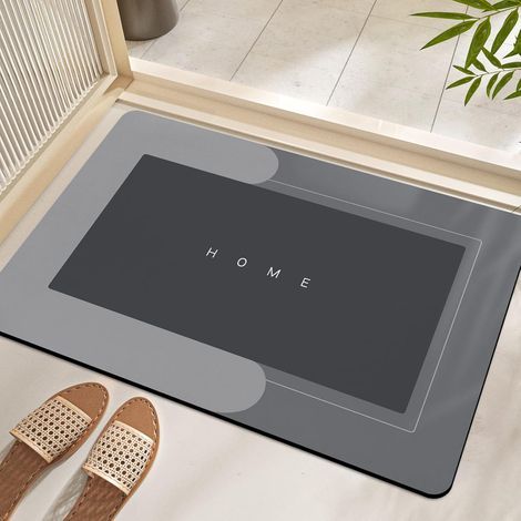 Ultra-absorbent, thin and quick-drying bath mat (light grey, rectangular 40x60cm, 1 piece) (1/4)
