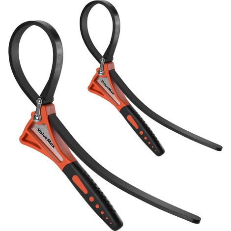 Jeu de 2 clés à sangle en caoutchouc – Clé à filtre à huile 460 mm et 630 mm – Couple max 2000N pour filtres à huile et tuyaux